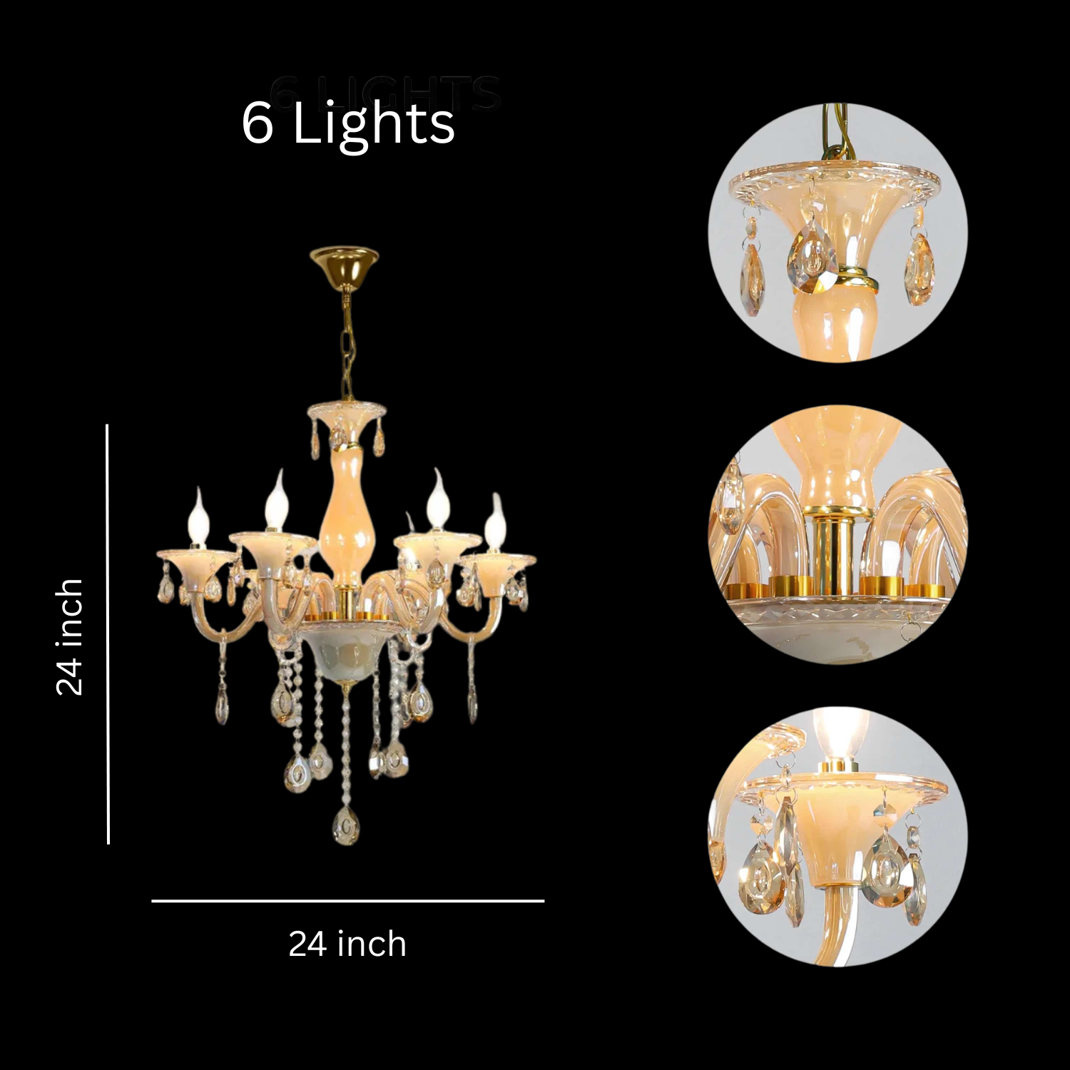 Timeless European Design Inspired by traditional European elegance, this chandelier brings a royal and sophisticated look that enhances both classic and modern interiors. • Royal & Grand Ambiance (4)